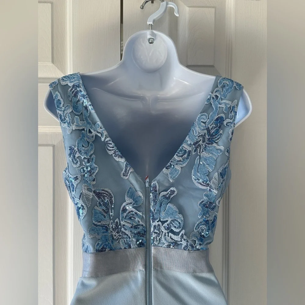 City Goddess Light Blue Sequin Lace Mesh Bodycon Dress US 6